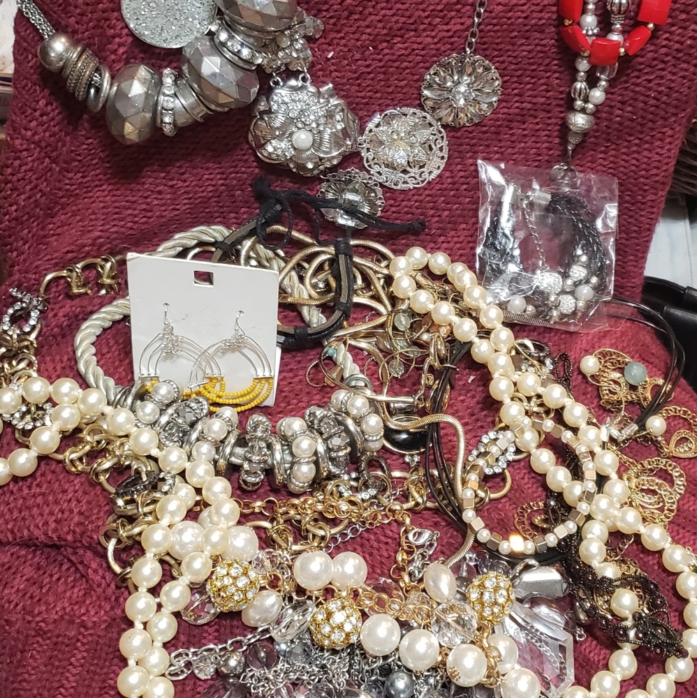 Vintage Jewelry Lot Chunky Estate Lot